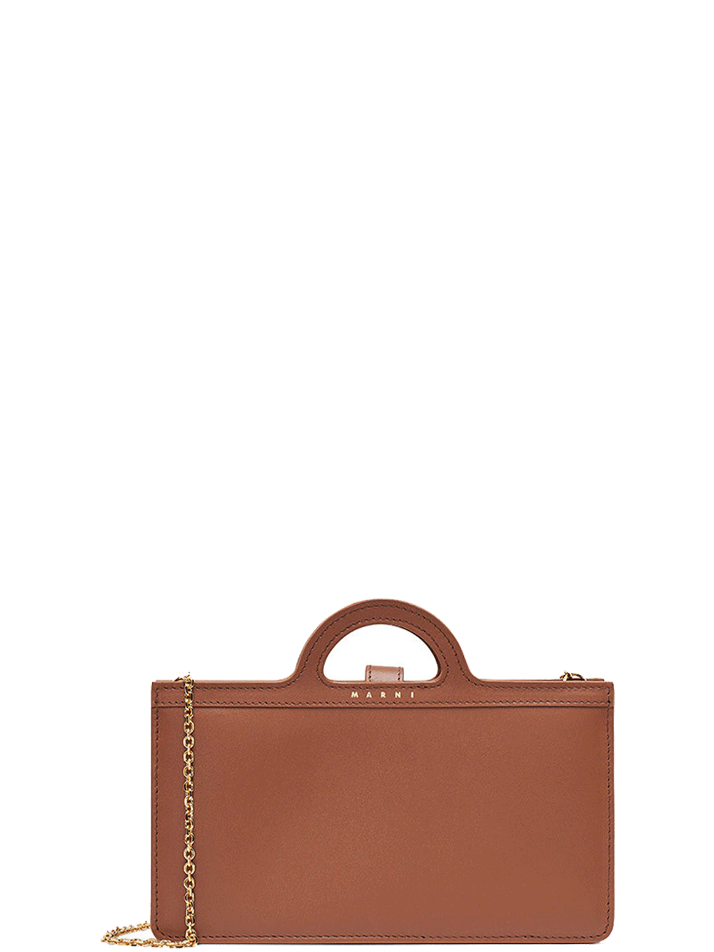 Marni Long Wallet With Chain In Calf Leather Brown 1