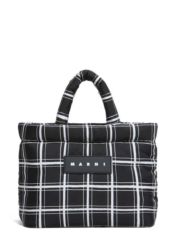 Marni-Nylon-Check-Tote-Black-1