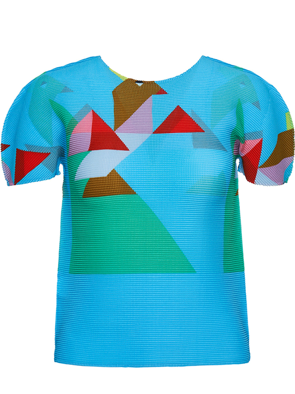 Me Issey Miyake Origami Bird Pleats High Neck Top Blue Hued 1