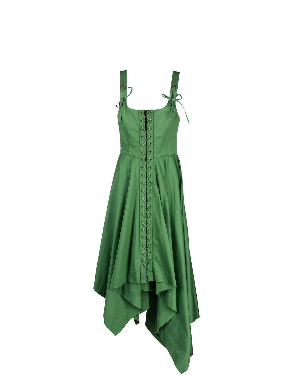 Monse Laced Front Sleeveless Dress Green 1