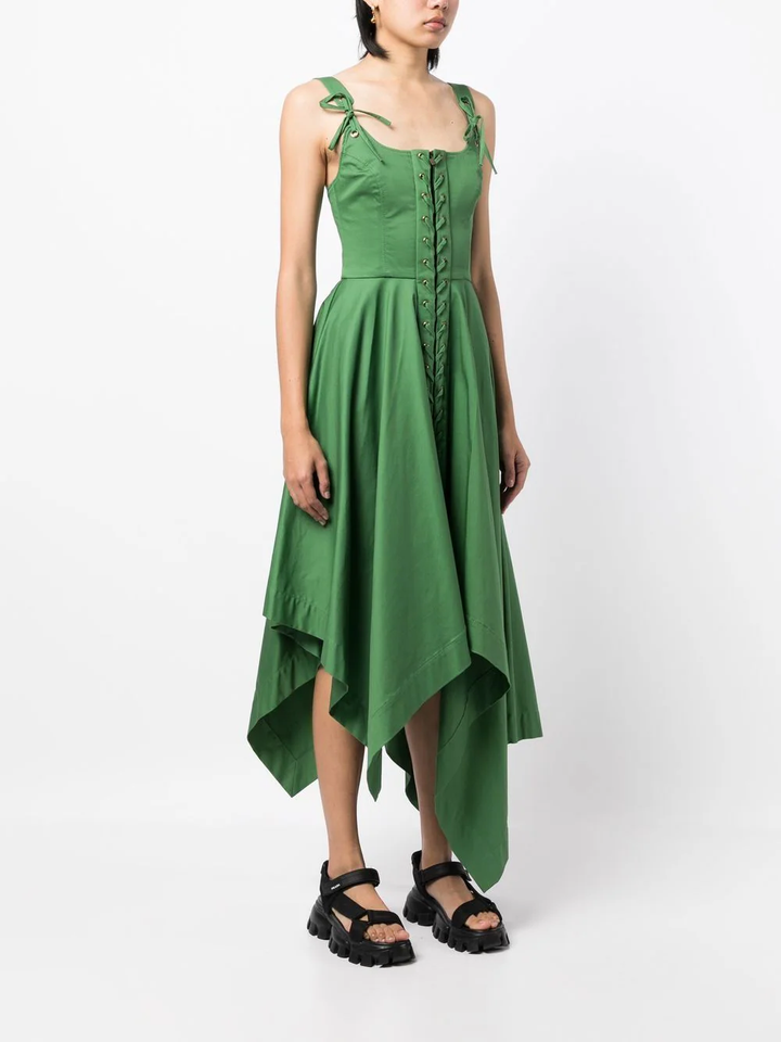 Monse-Laced-Front-Sleeveless-Dress-Green-3