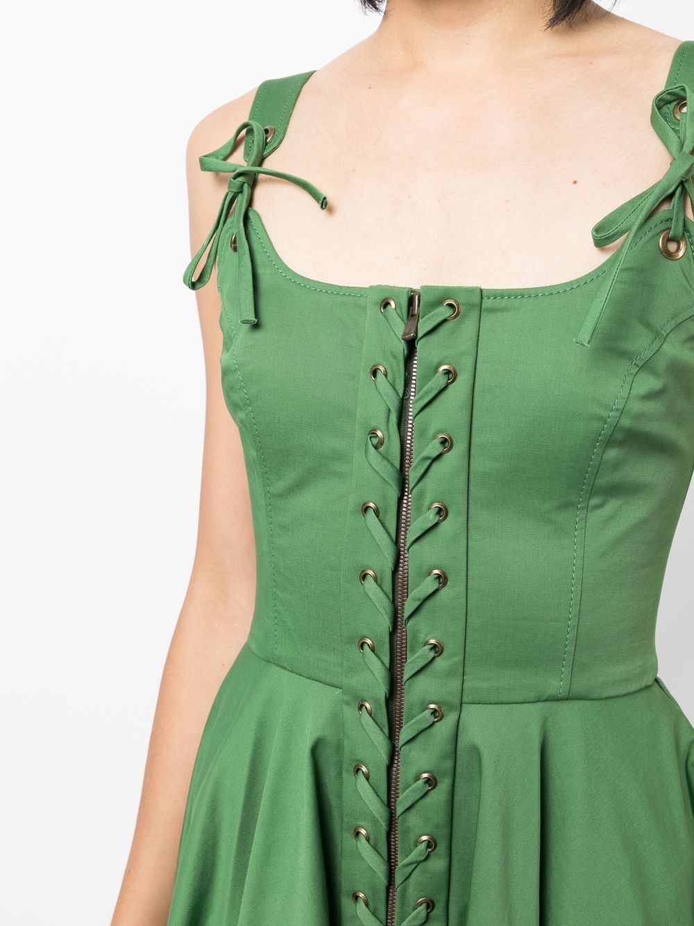 Monse-Laced-Front-Sleeveless-Dress-Green-5