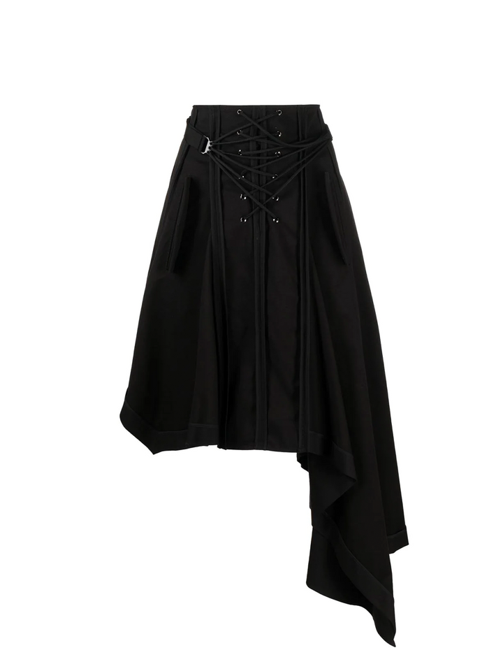 Monse Laced Up Asymmetrical Hem Skirt Black 1