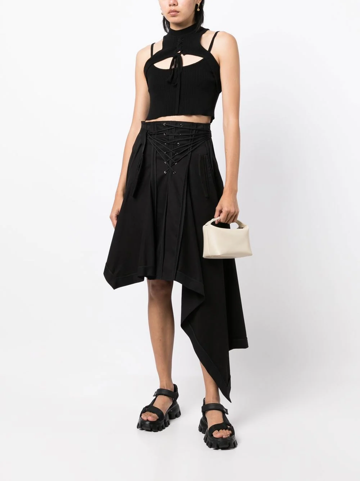 Monse-Laced-Up-Asymmetrical-Hem-Skirt-Black-2
