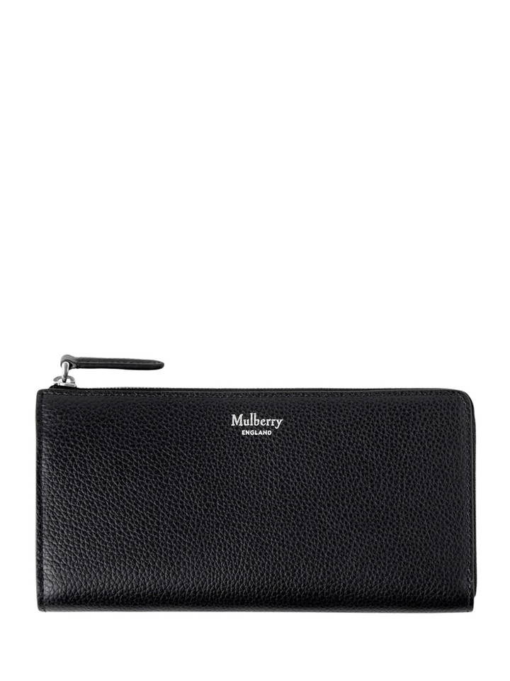 Continental Long Zip Around Wallet Small Classic Grain (Black)