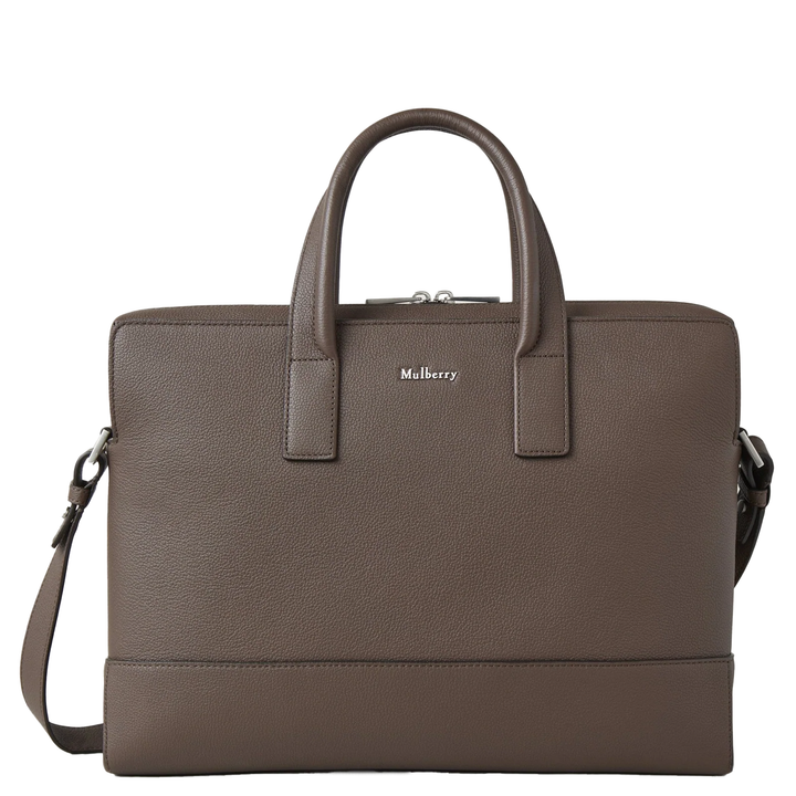 Farringdon Briefcase Taupe Brown Small Pebble Grain