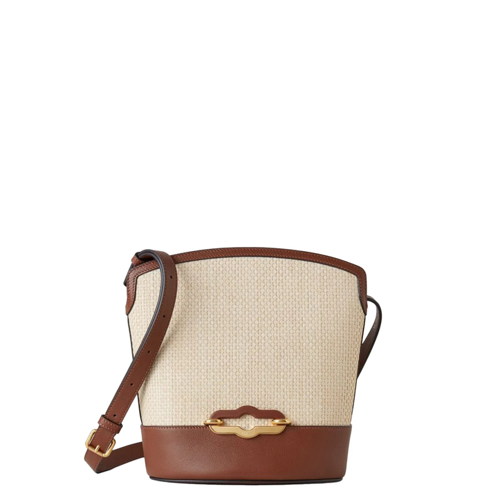 Pimlico Bucket Ecru & Bright Oak Raffia & Bovine Leather