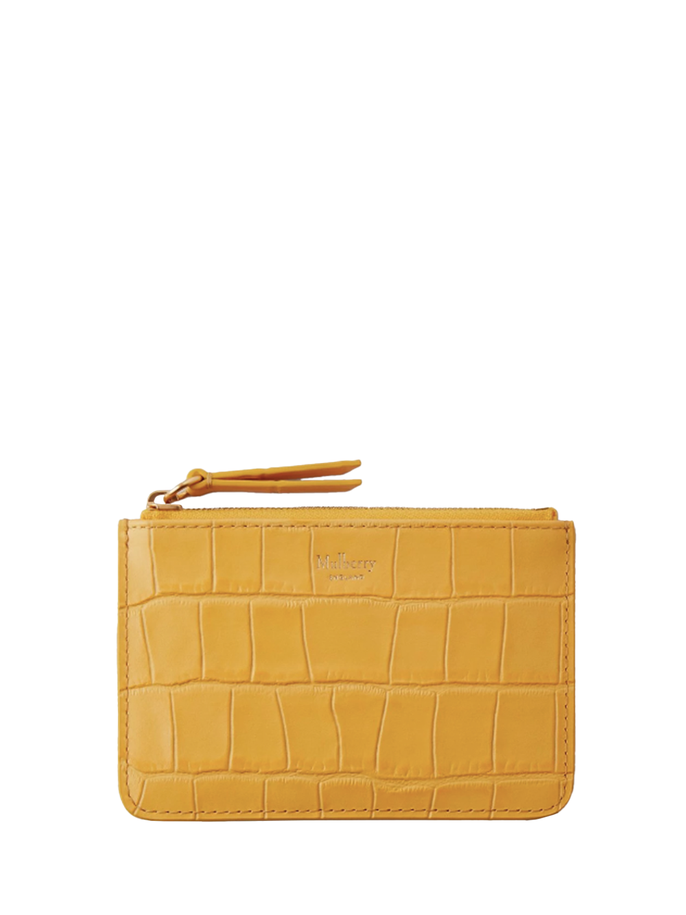 Small Zip Coin Pouch Yellow Matte Small Croc