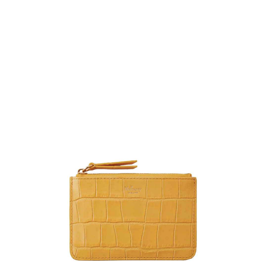 Small Zip Coin Pouch Yellow Matte Small Croc