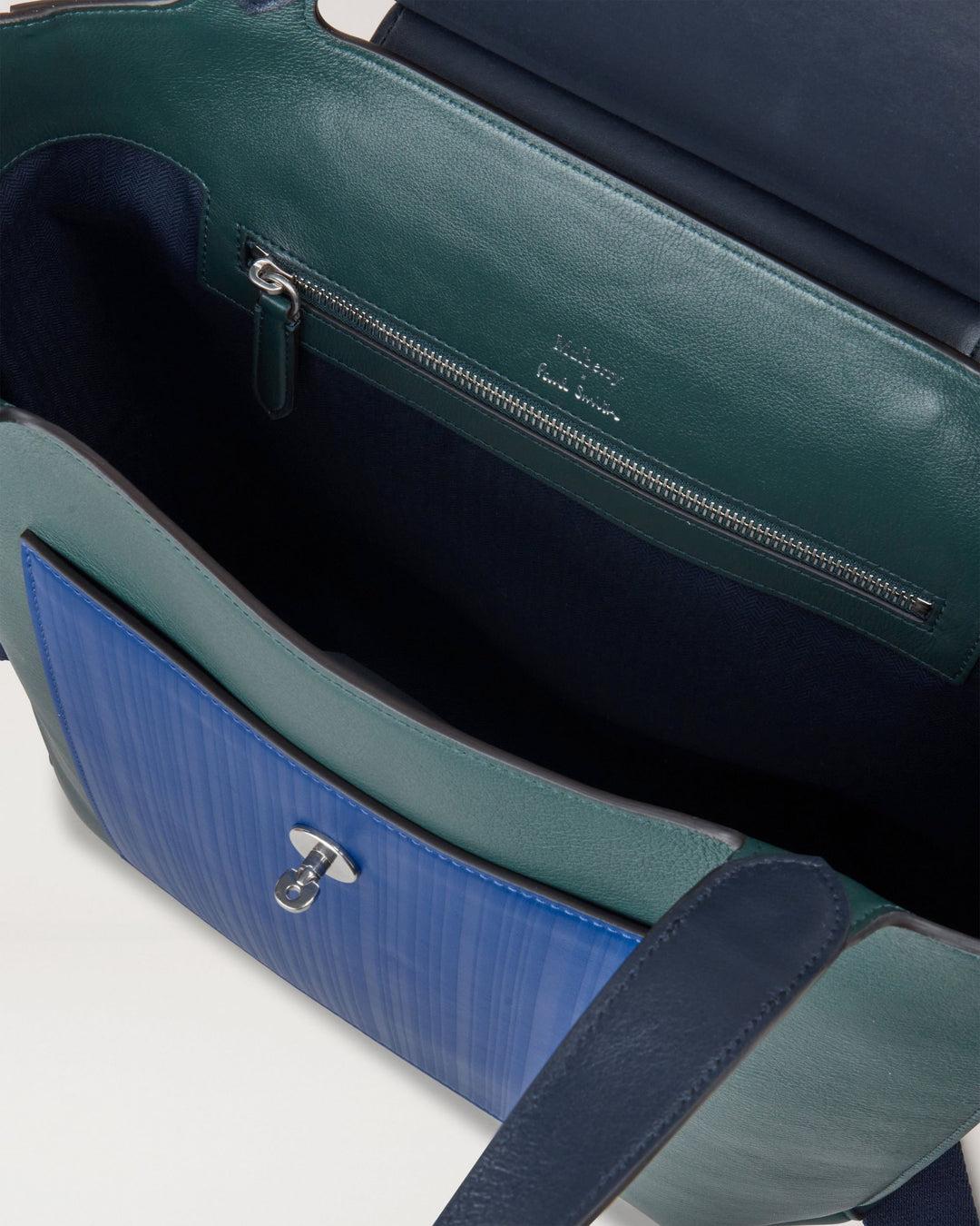 Mulberry x Paul Smith Antony Tote Silky Calf (Mulberry Green & Cobalt Blue)