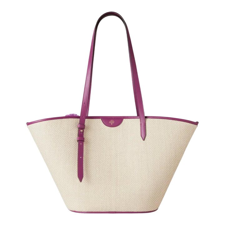 Club21 - Mulberry - Basket Tote Orchid Bloom Raffia & Pom Poms - MEDIUM TOTES - Orchid Bloom