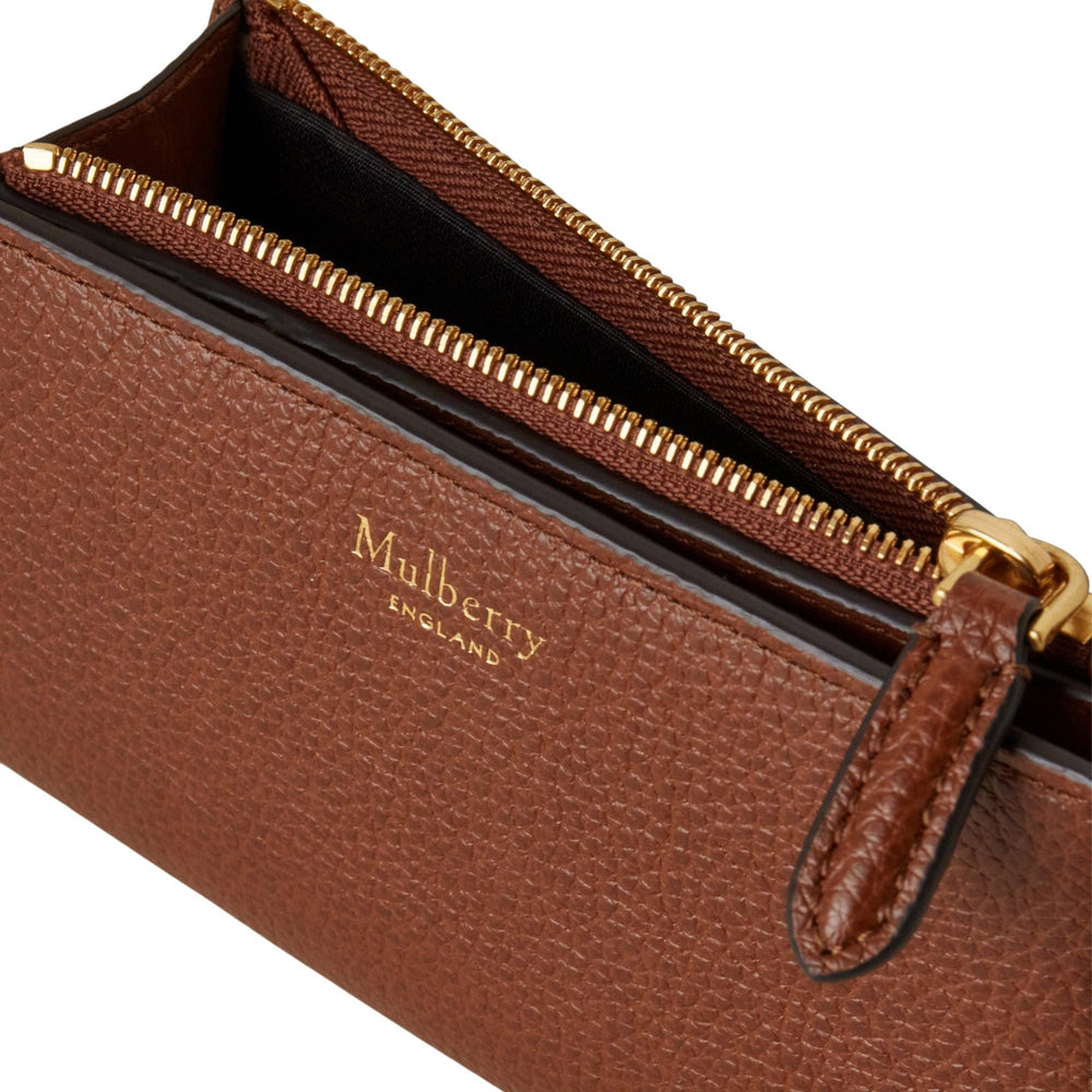 Club21 - Mulberry - Continental Bifold Zipped Wallet Oak Two-Tone Small Classic Grain - LONG WALLETS - Oak