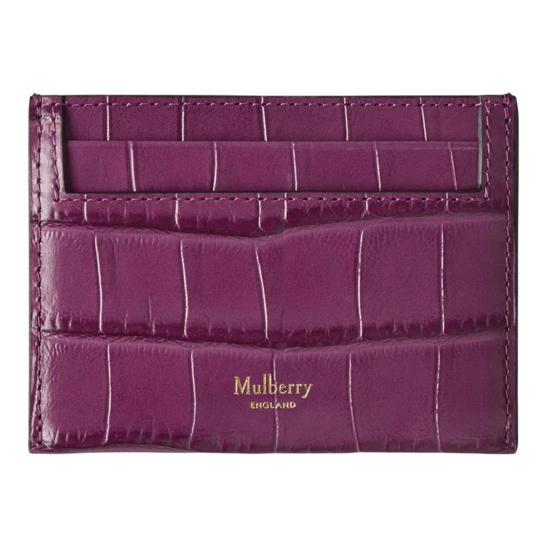 Club21 - Mulberry - Credit Card Slip Orchid Bloom Shiny Small Croc - CARD CASES - Purple