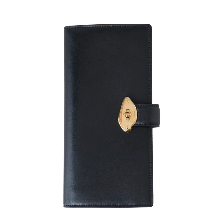 Lana Long Bifold Wallet Black High Gloss Leather