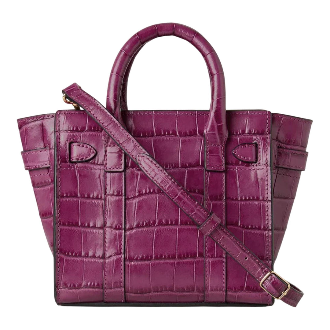 Club21 - Mulberry - Micro Zipped Bayswater Orchid Bloom Shiny Small Croc - HANDBAGS - Purple