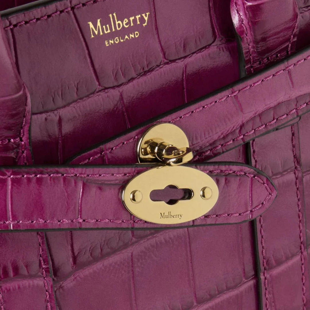 Club21 - Mulberry - Micro Zipped Bayswater Orchid Bloom Shiny Small Croc - HANDBAGS - Purple