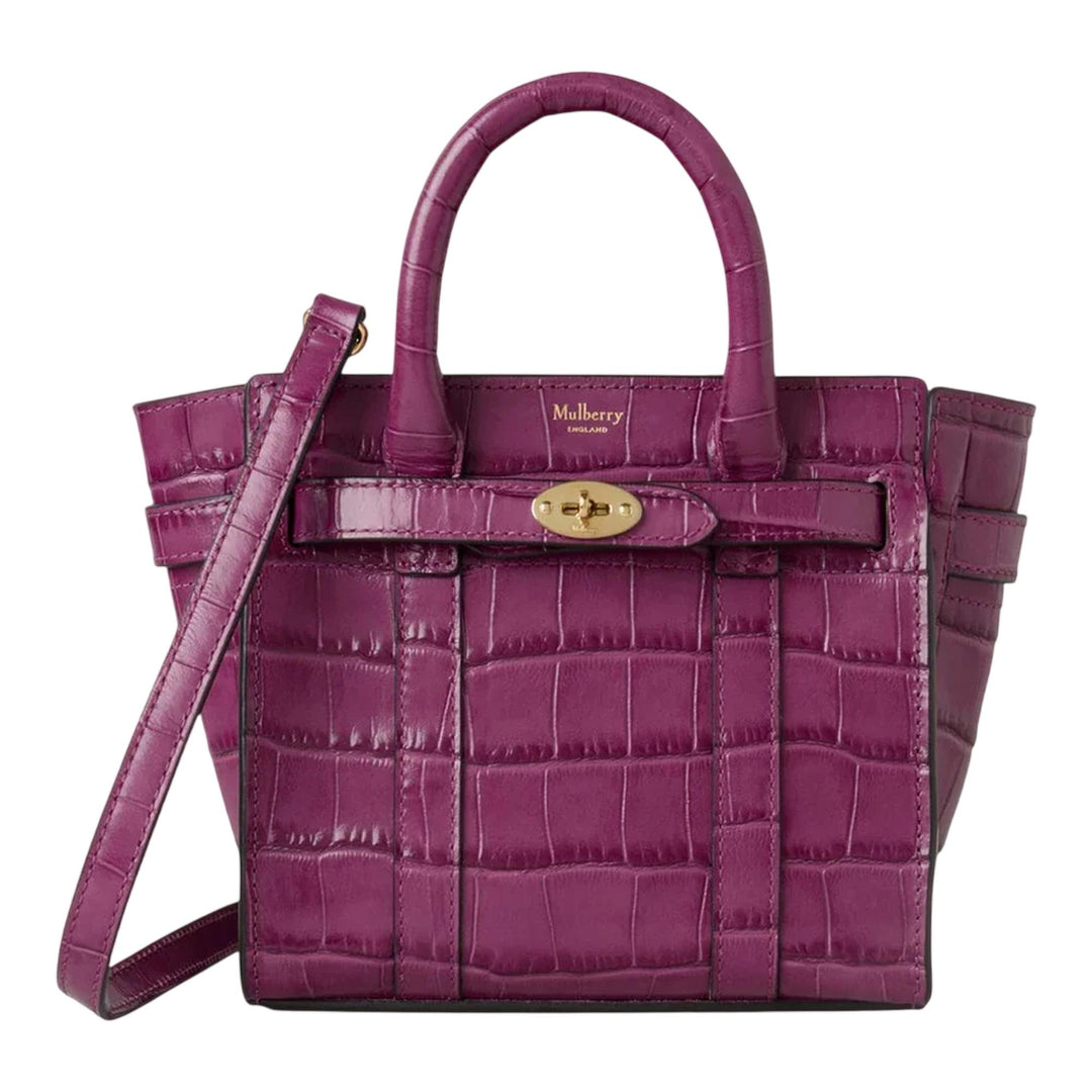 Club21 - Mulberry - Micro Zipped Bayswater Orchid Bloom Shiny Small Croc - HANDBAGS - Purple