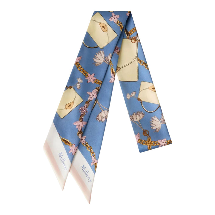 Club21 - Mulberry - Skinny Scarf - Lana Bag & Chains Brighton Blue & Buttermilk Recycled Polyester - SCARVES - Blue