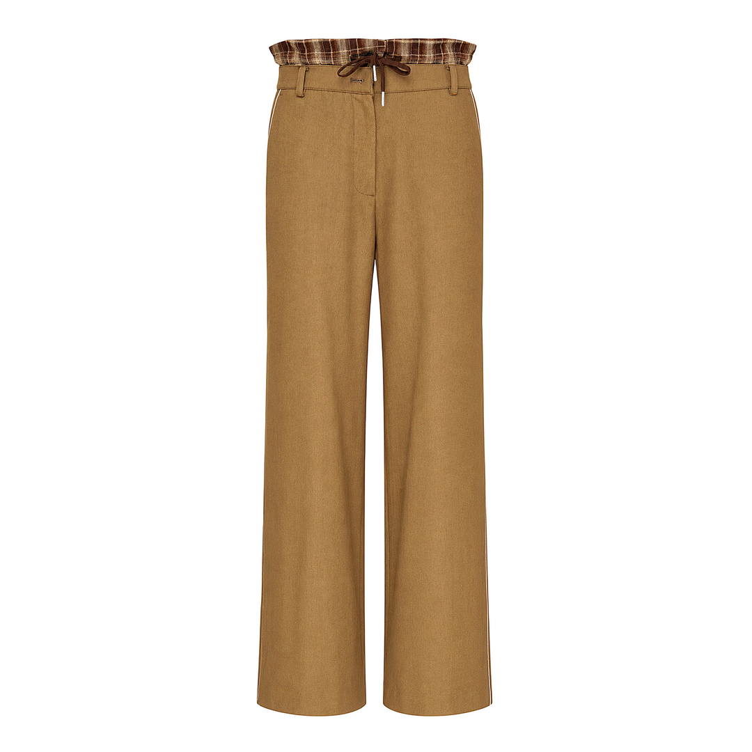 Layered Waist Straight Pants