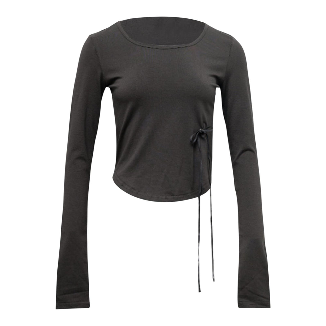 Club21 - NACHE - Signature Long Sleeve Crop Top Charcoal - KNIT TOPS - Grey