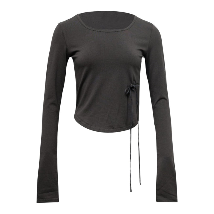 Club21 - NACHE - Signature Long Sleeve Crop Top Charcoal - KNIT TOPS - Grey