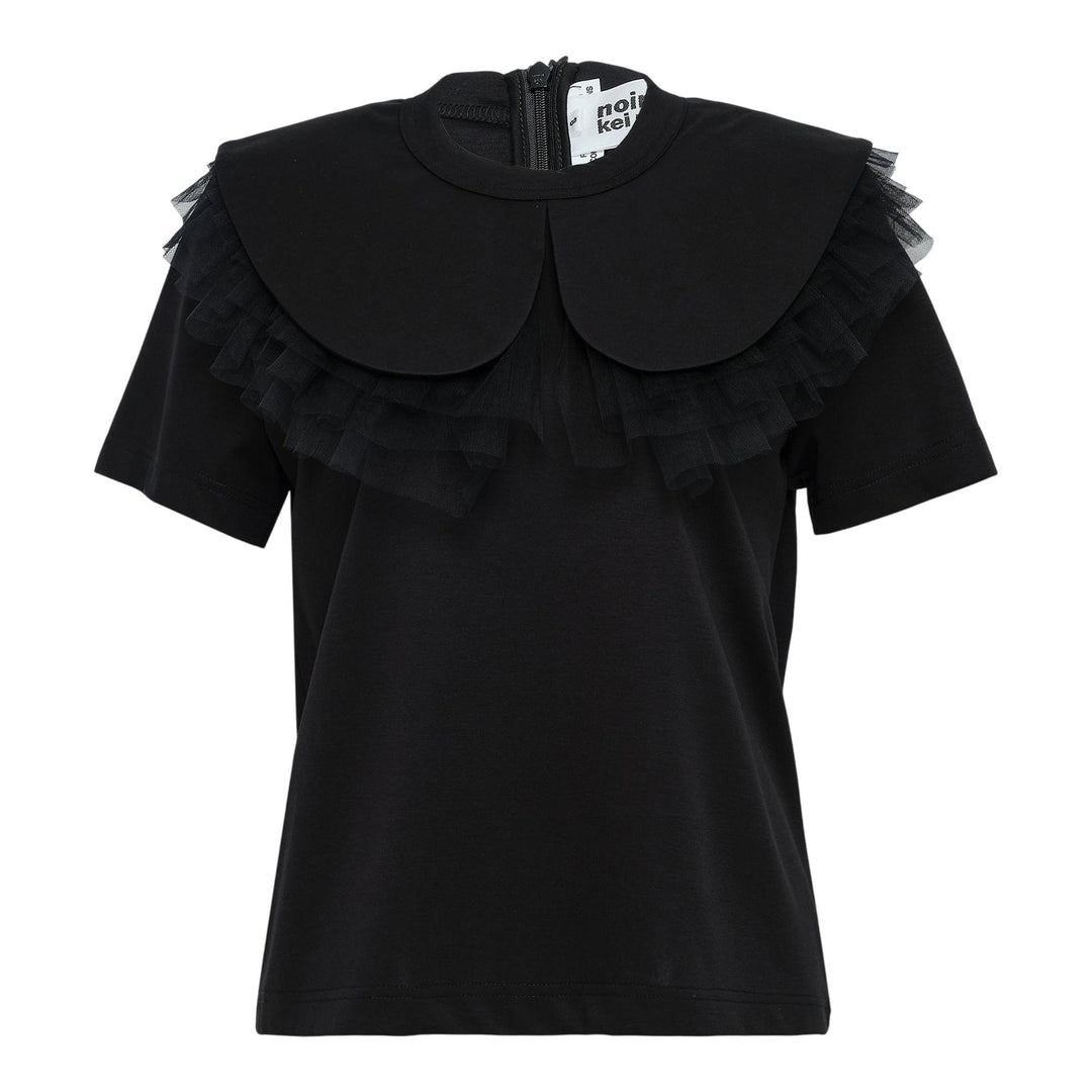 Club21 - Noir Kei Ninomiya - Cotton Ponte X Nylon Tulle Tee - TEES - Black