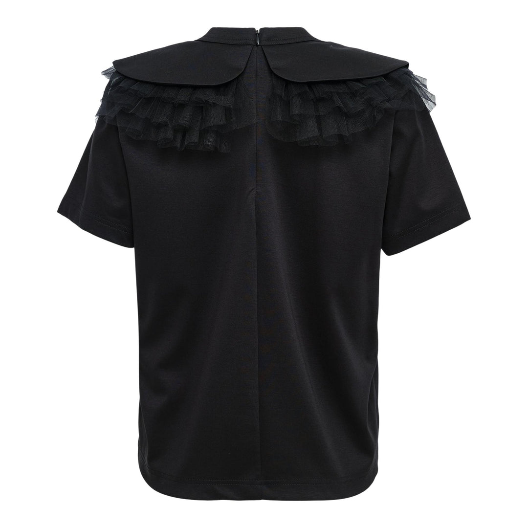 Club21 - Noir Kei Ninomiya - Cotton Ponte X Nylon Tulle Tee - TEES - Black
