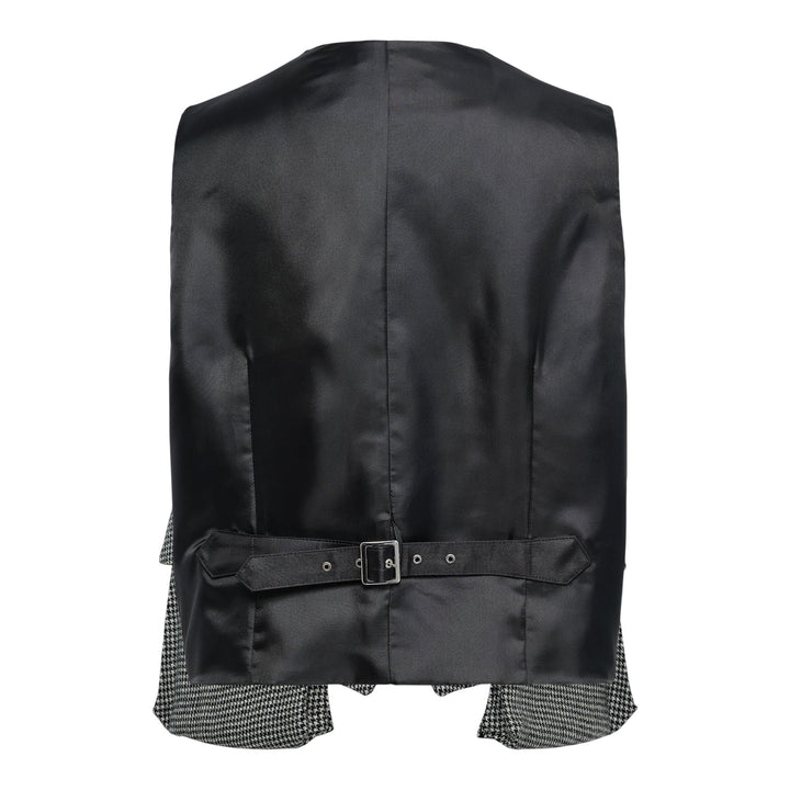 Club21 - Noir Kei Ninomiya - Hounds Tooth Pattern Wool Vest - VESTS - Black