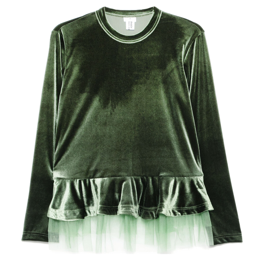 Noir_Kei_Ninomiya_Velour_Stretch_X_Nylon_Tulle_T-Shirt_Khaki