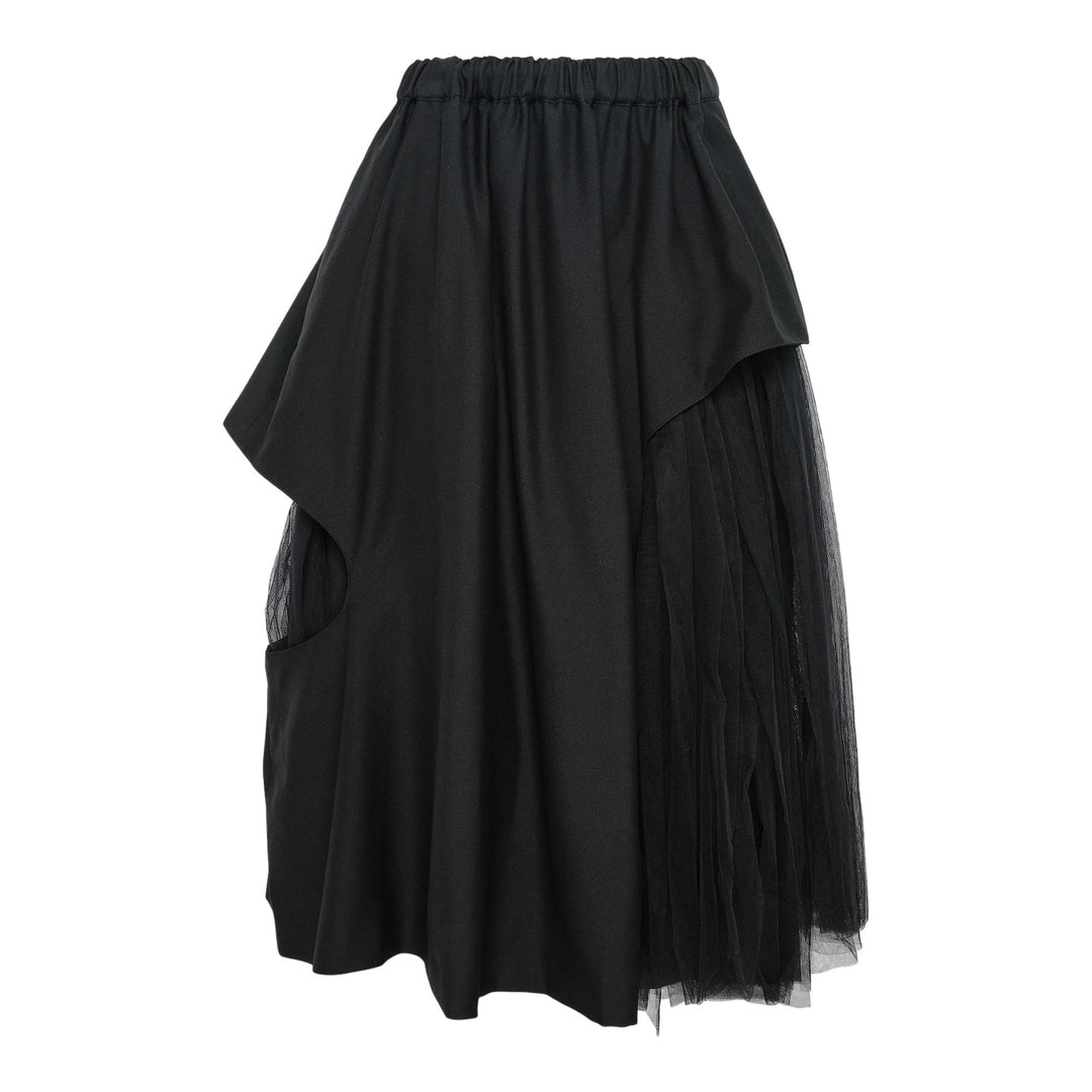 Club21 - Noir Kei Ninomiya - Wool Doeskin X Nylon Tulle Skirt - SKIRTS - Black