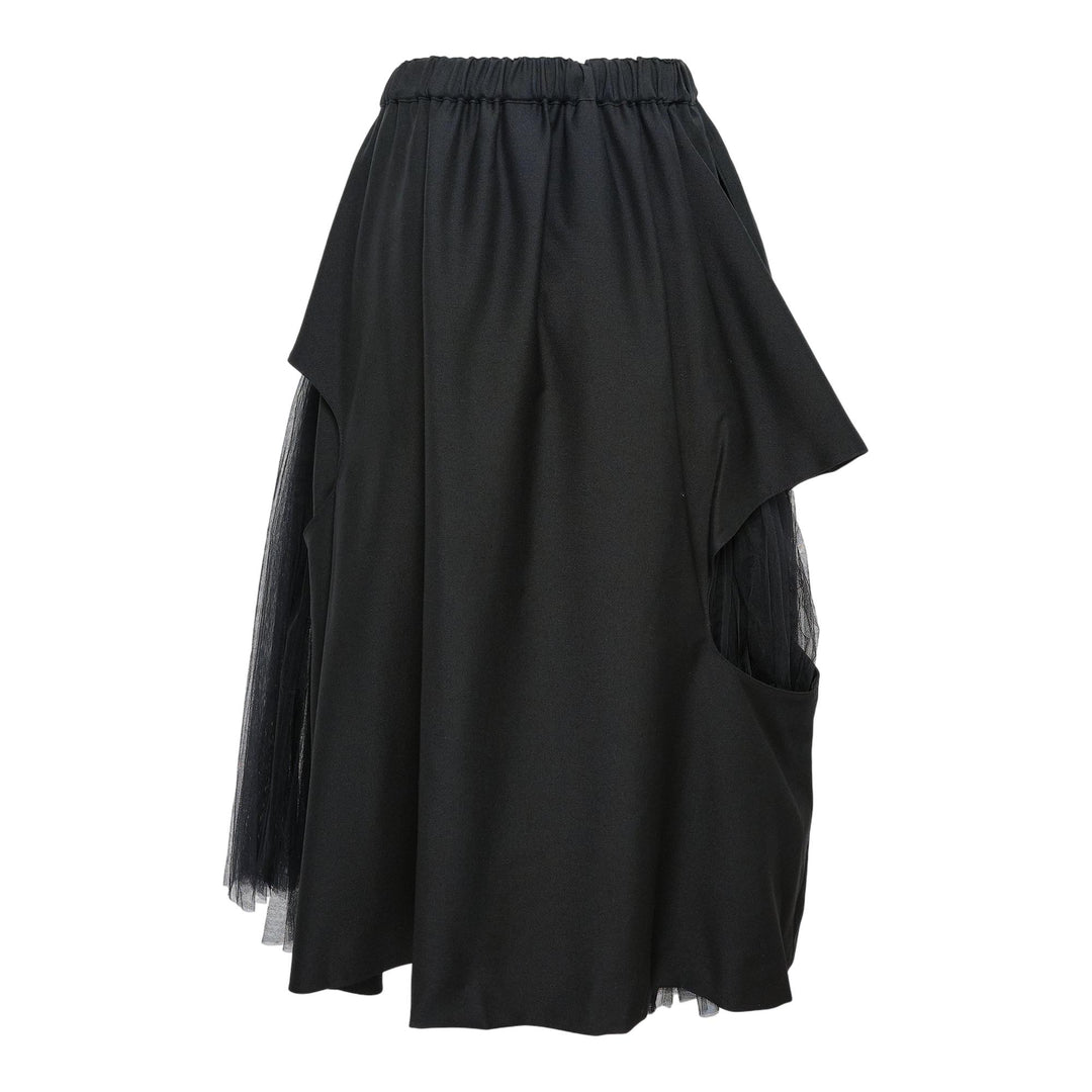 Club21 - Noir Kei Ninomiya - Wool Doeskin X Nylon Tulle Skirt - SKIRTS - Black