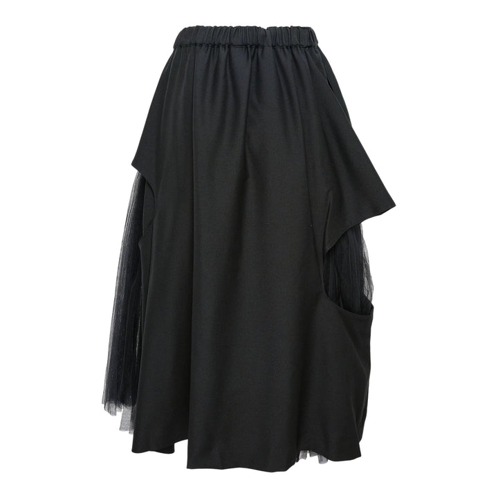 Club21 - Noir Kei Ninomiya - Wool Doeskin X Nylon Tulle Skirt - SKIRTS - Black