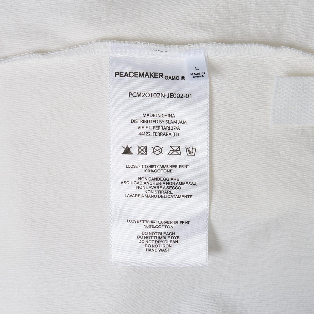Club21 - OAMC Peacemaker - Loose Fit T-Shirt Carabinier Print - TEES - White