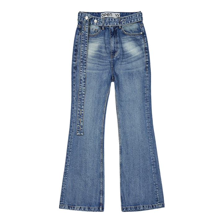 Belted Loose Bootcut Jean