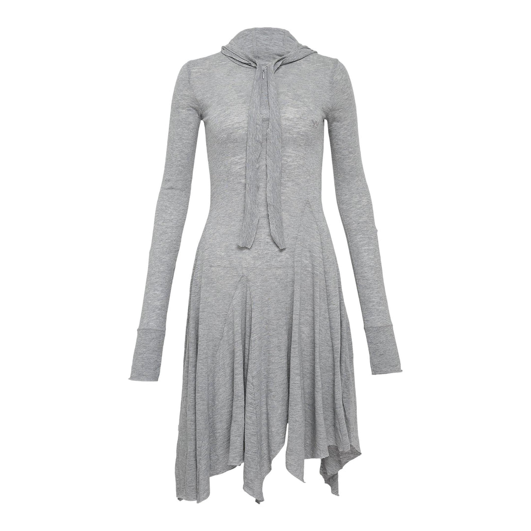 Club21 - OPEN YY - Hooded Jersey Dress - KNIT DRESSES - Light Grey