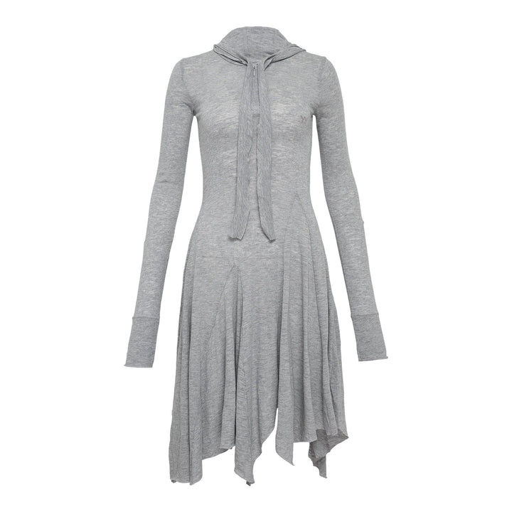 Club21 - OPEN YY - Hooded Jersey Dress - KNIT DRESSES - Light Grey