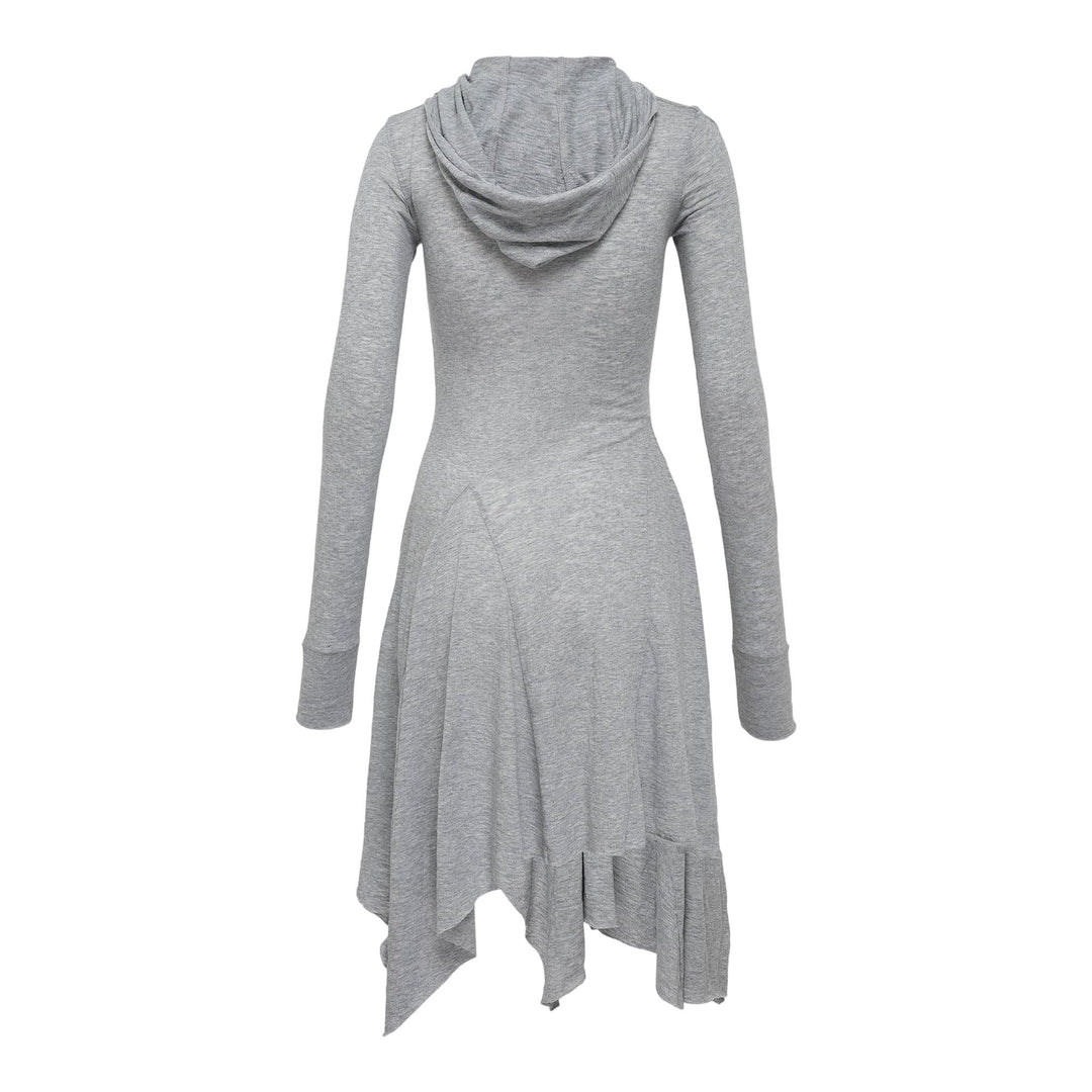 Club21 - OPEN YY - Hooded Jersey Dress - KNIT DRESSES - Light Grey