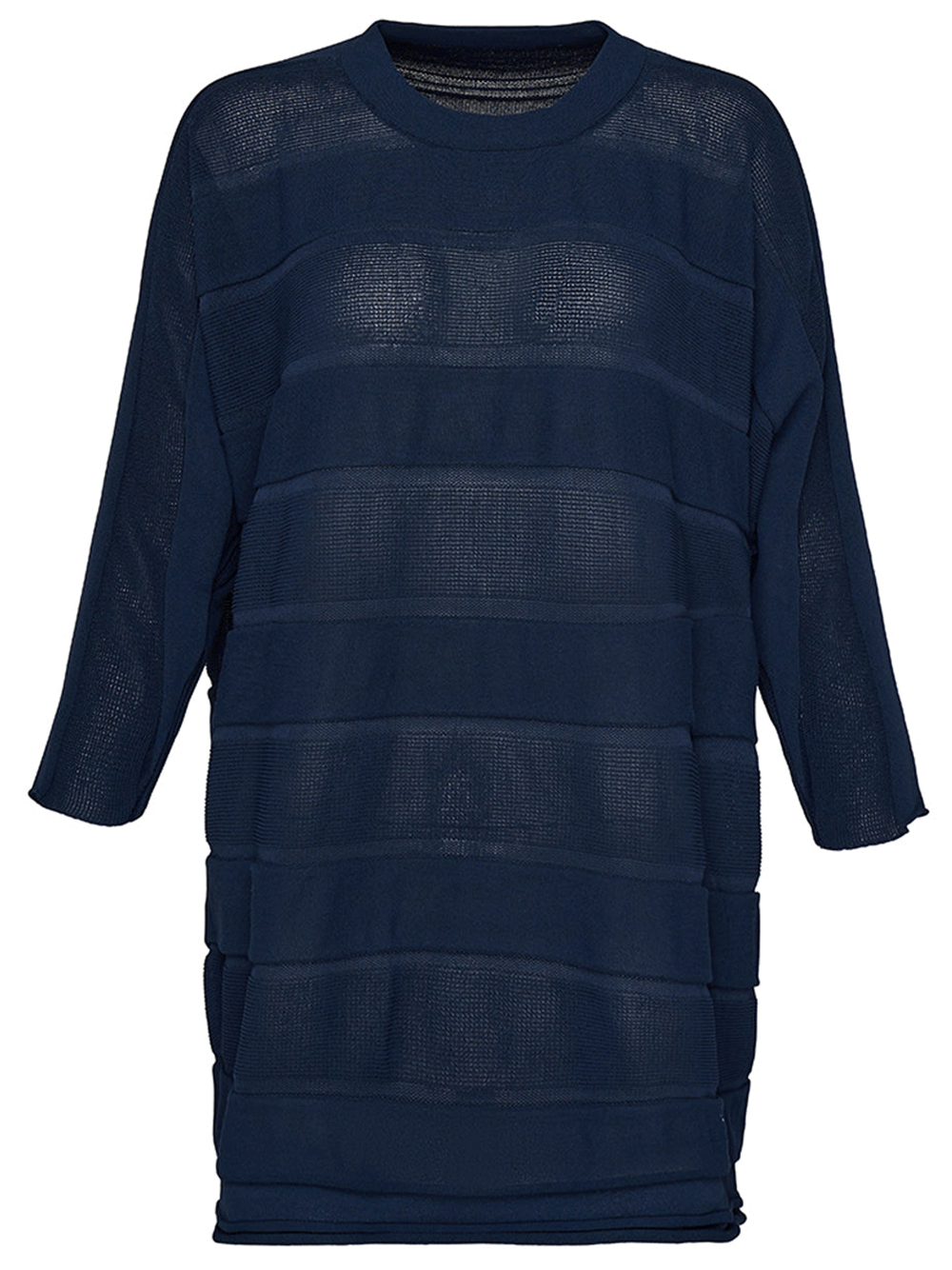 PLEATS-PLEASE-ISSEY-MIYAKE-Step-Knit-Shirt-Navy-1