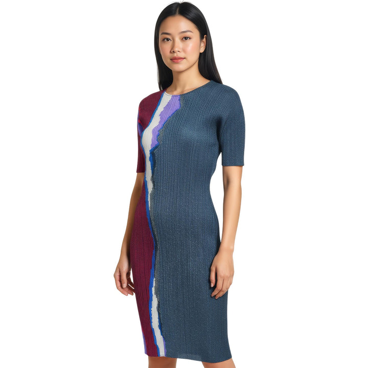 Club21 - PLEATS PLEASE ISSEY MIYAKE - Grainy Colors Dress - PLEATED DRESSES - Dark Blue Gray