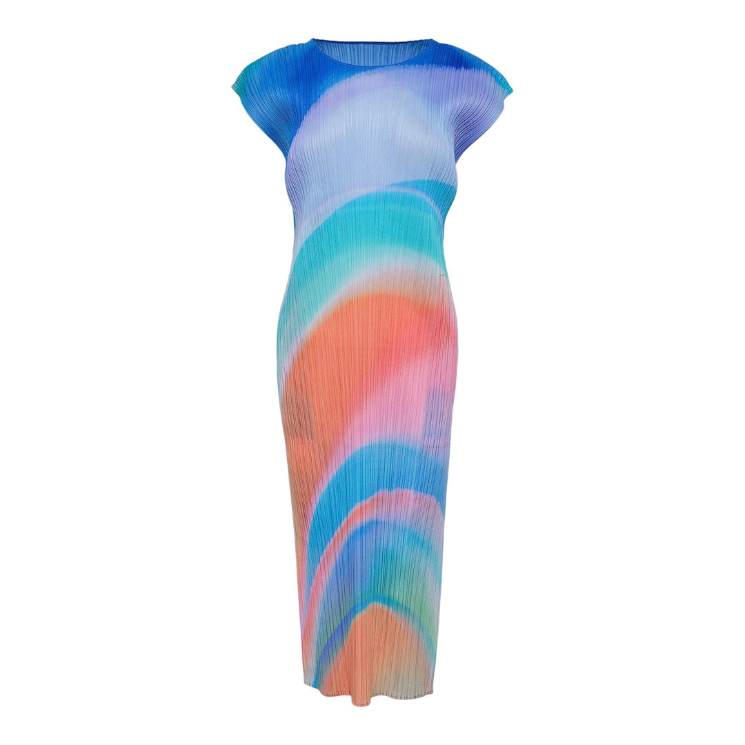 Club21 - PLEATS PLEASE ISSEY MIYAKE - Groove Round Neck Dress - PLEATED DRESSES - Blue