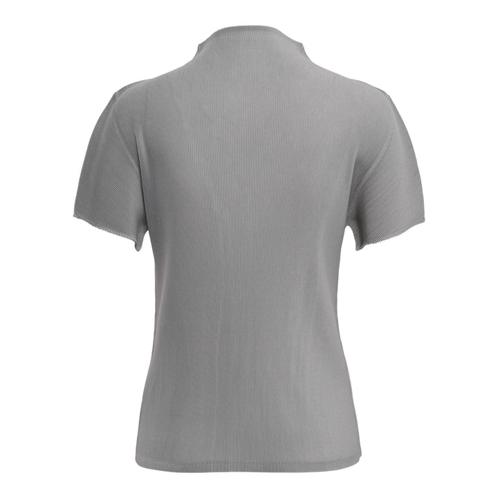 Club21 - PLEATS PLEASE ISSEY MIYAKE - Mist September High Neck Short Sleeve Top - PLEATED TOPS - Gray