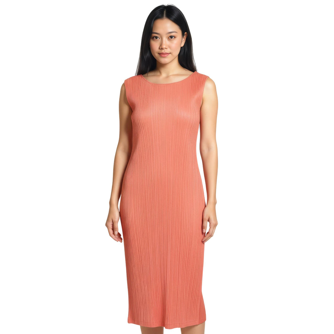 Pleats Please Issey Miyake Pleated Bouquet Colors Dress - Orange