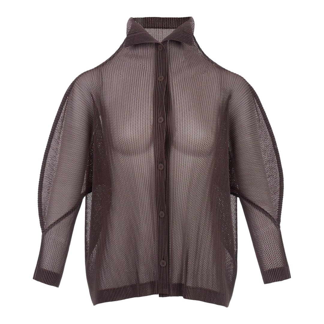 Club21 - PLEATS PLEASE ISSEY MIYAKE - Tatami July Cardigan - PLEATED CARDIGANS - Dark Brown