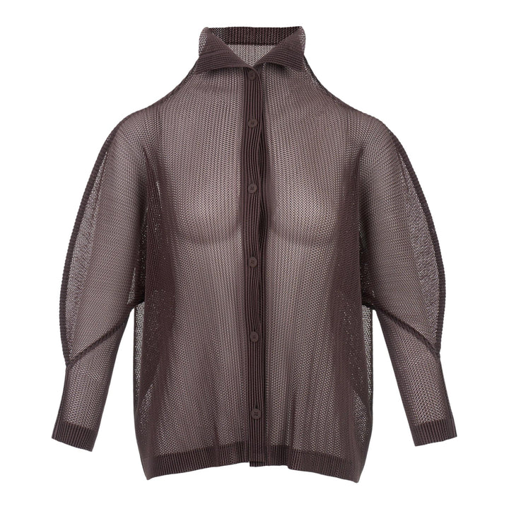 Club21 - PLEATS PLEASE ISSEY MIYAKE - Tatami July Cardigan - PLEATED CARDIGANS - Dark Brown