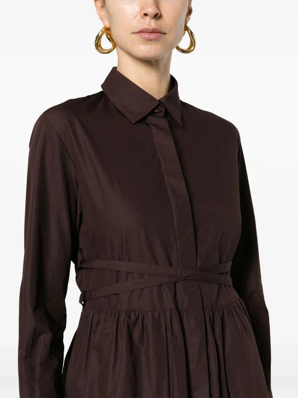 Patou-Long-Pleated-Shirt-Dress-Brown-5