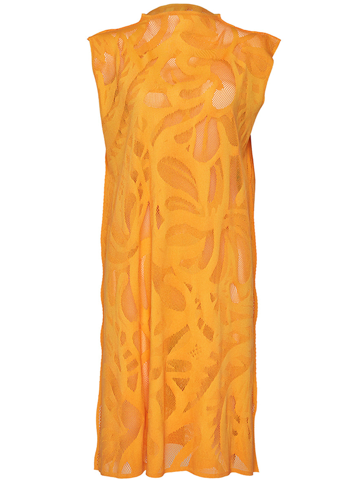 Pleats Please Issey Miyake A-Poc Bloom Dress Orange 1