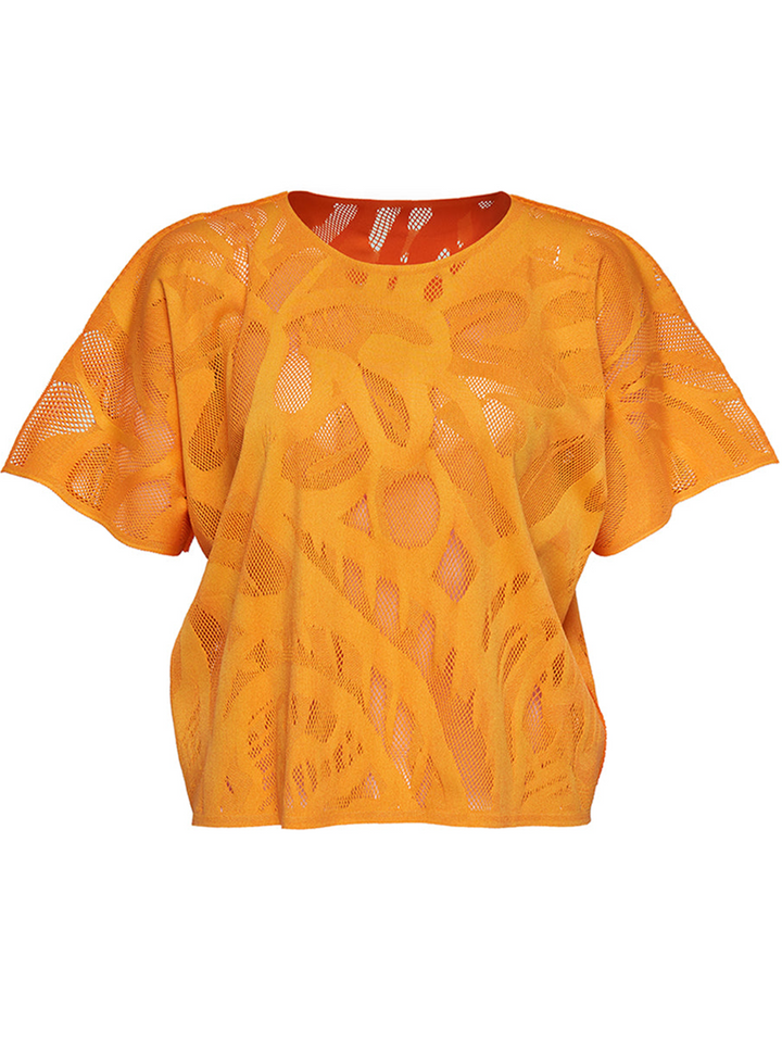 Pleats Please Issey Miyake A-Poc Bloom Shirt Orange 1