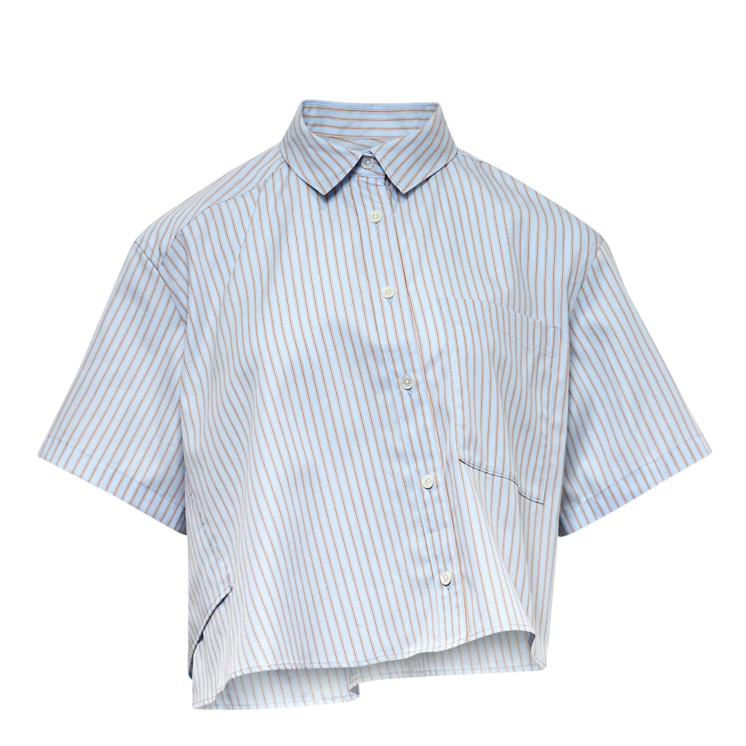 Asymmetrical Stripe Cropped Shirt