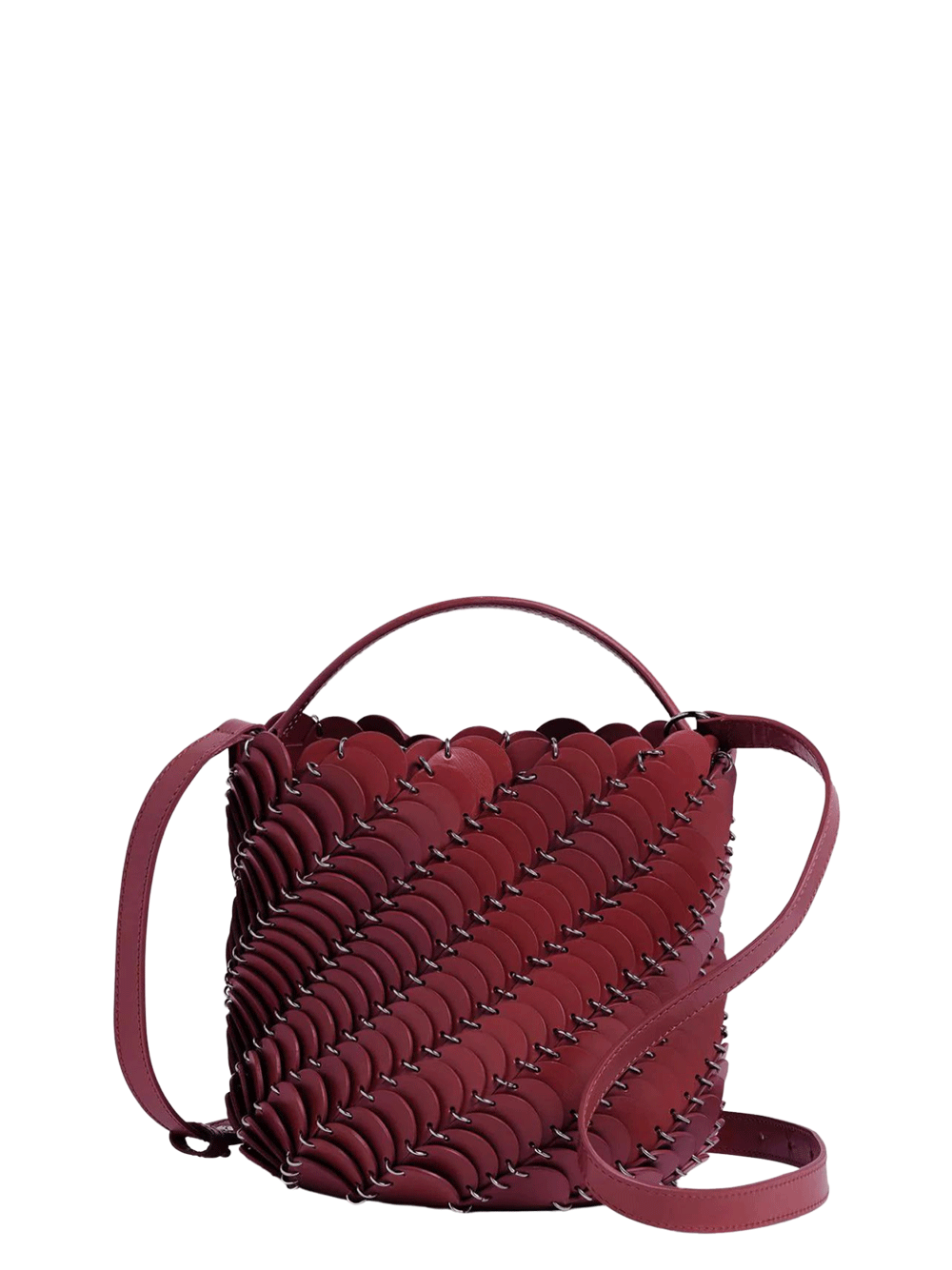 Rabanne-Bucket-Medium-Bag-Maroon-1