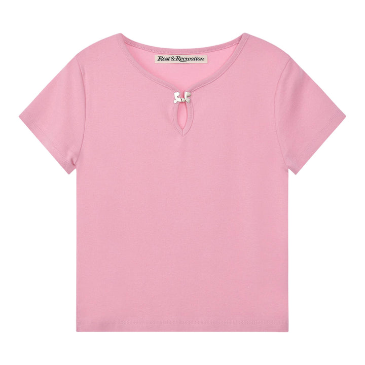 Club21 - Rest&Recreation - U-Neck Logo Clip Top - TEES - Pink